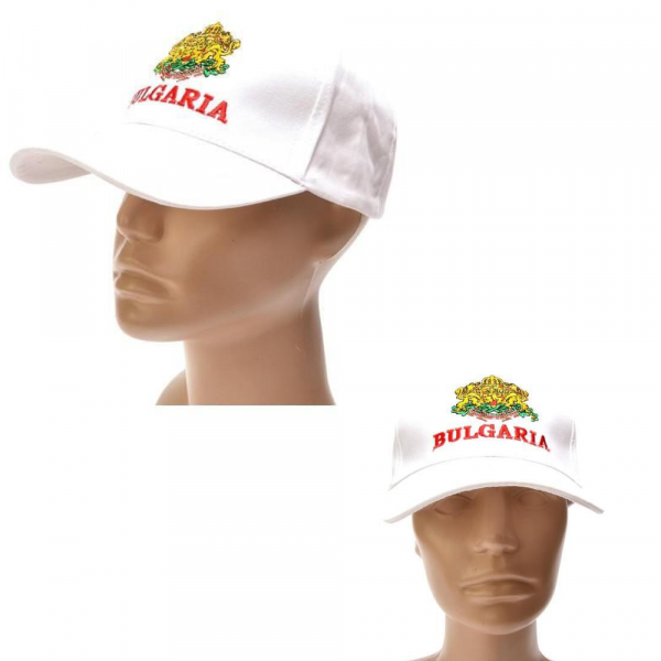 Спортна шапка с козирка с герб и надпис BULGARIA - бяла, унисекс